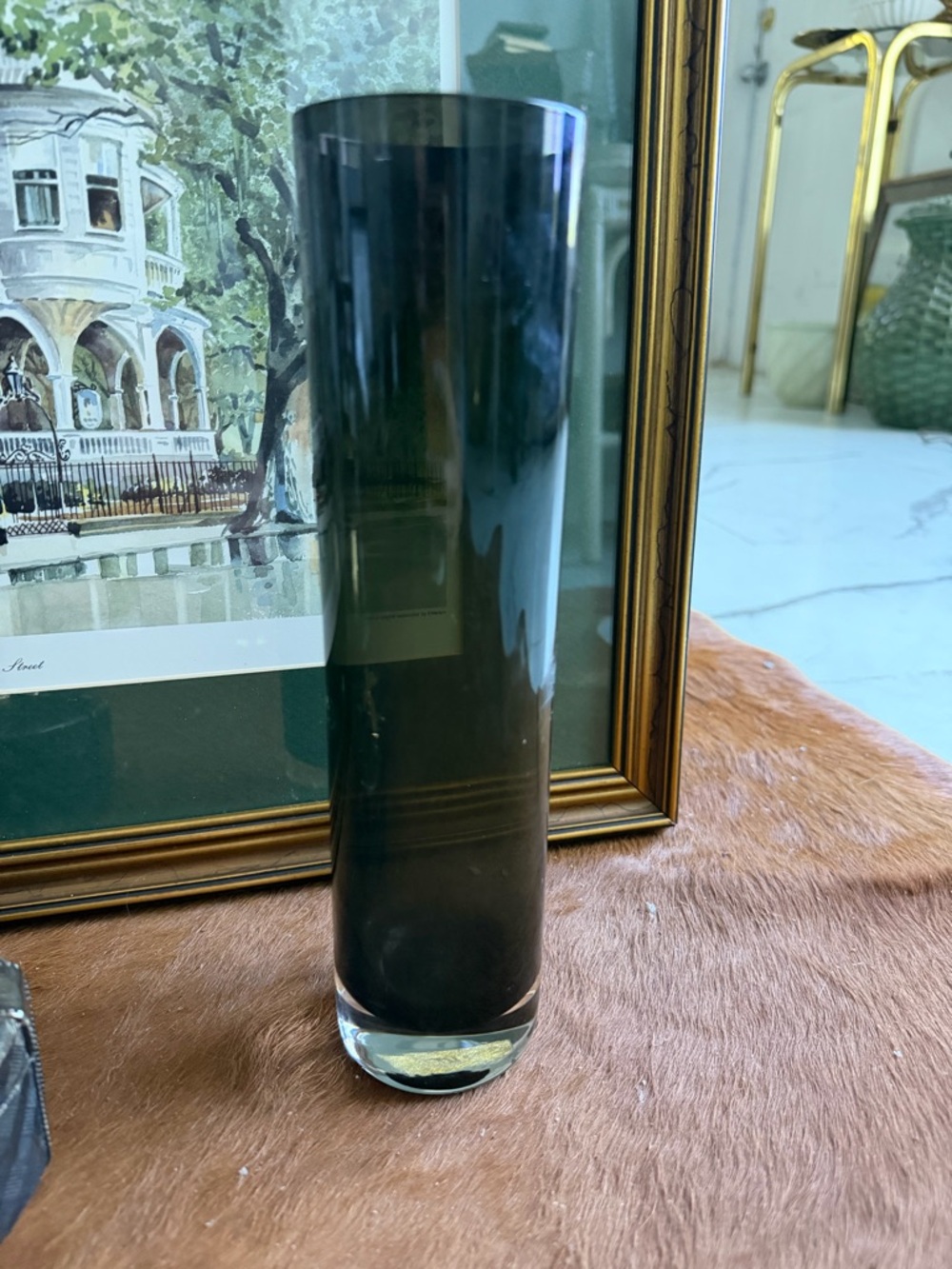 Scandinavian art glass item is a Labrador series cylindrical vase designed